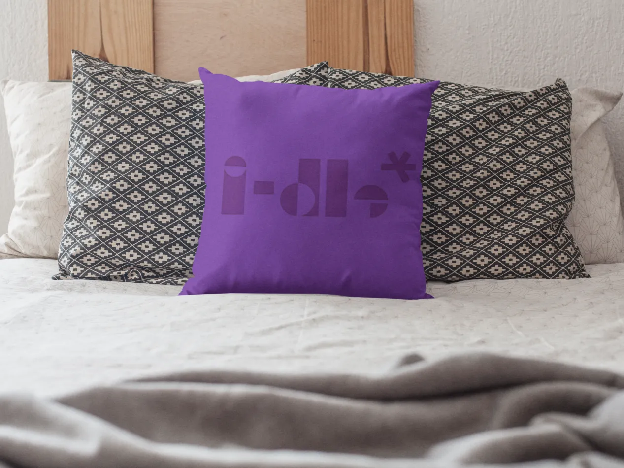 G-IDLE Purple Monochrome Logo Pillow Case - Image 2
